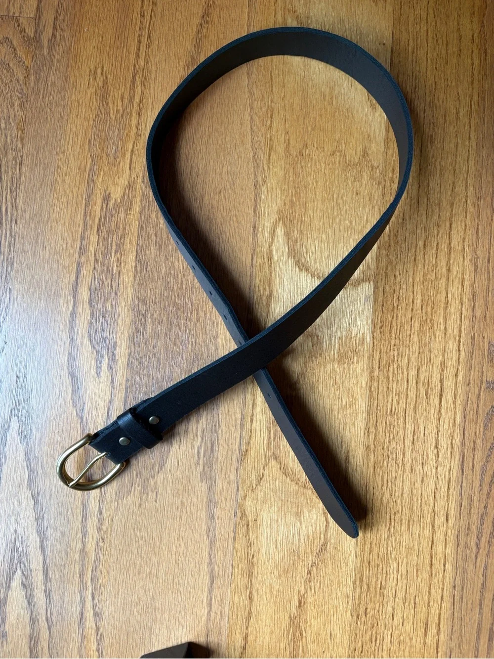 Nisolo Naomi Leather Belt Black Gold Brass XS